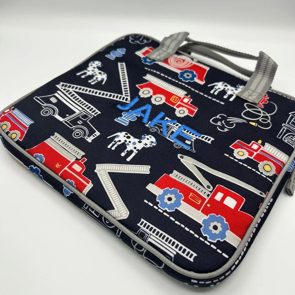 Pottery Barn Kids Fire Truck Tablet Laptop Case Navy Blue Jake PBK